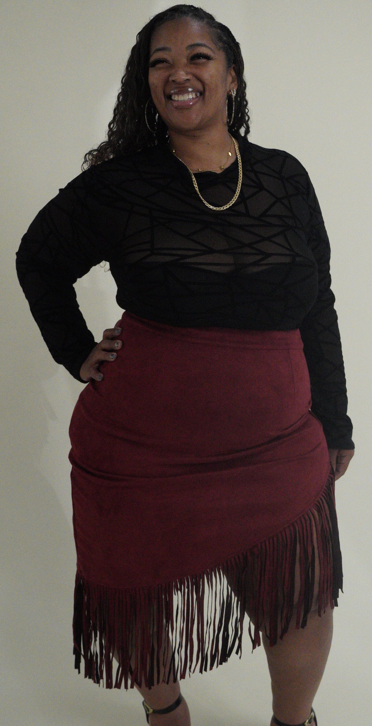 Fringe Western Style Asymmetrical Skirt